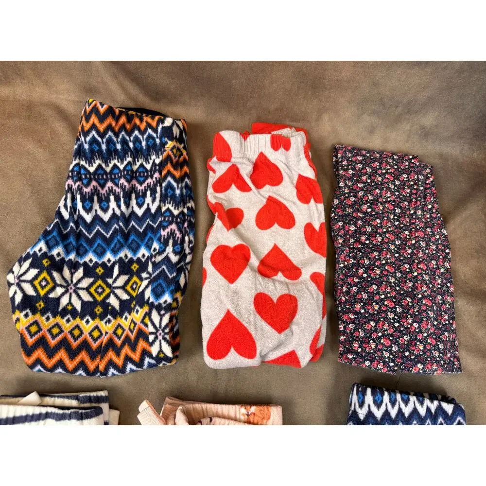 Girls Size 6/7 Pajama Lounge Pants Lot 6 Pair Old Navy Fleece #1044